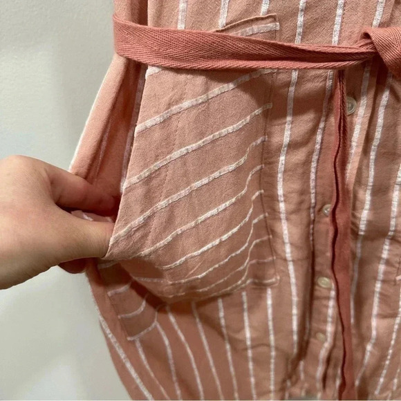 FRNCH button down linen blend striped shirt dress S/M - Picture 3 of 7